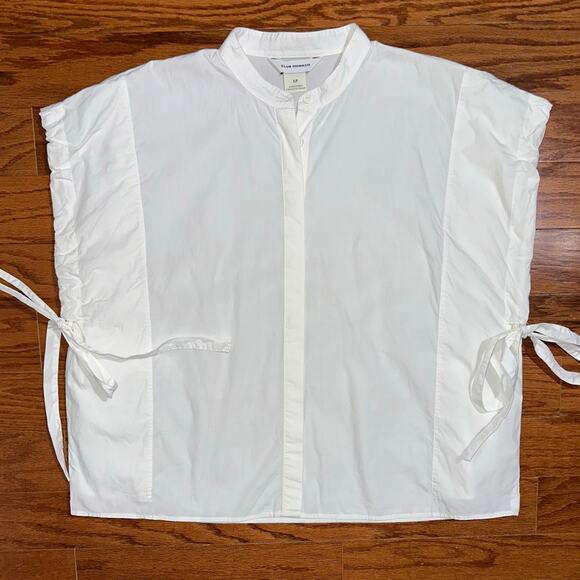 Club Monaco White Cinch Sleeve Organic Cotton Button Up Shirt Size Small - Picture 6 of 14